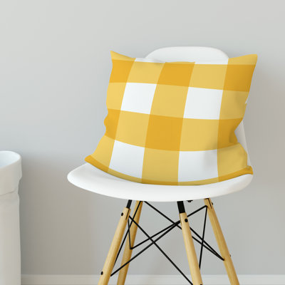 Gracie Oaks Cagle Buffalo Check Throw Yellow Buffalo Plaid Pillow